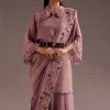 Lavender Zardosi Kurta With Embroidered Dupatta Belt