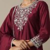 Red Silk Embroidery Kurta Set With Salwar And Dupatta