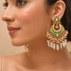 974-aqua-blue-multi-colored-earrings-with-pachi-kundan-1.webp Aqua Blue Multi Colored Earrings With Pachi Kundan