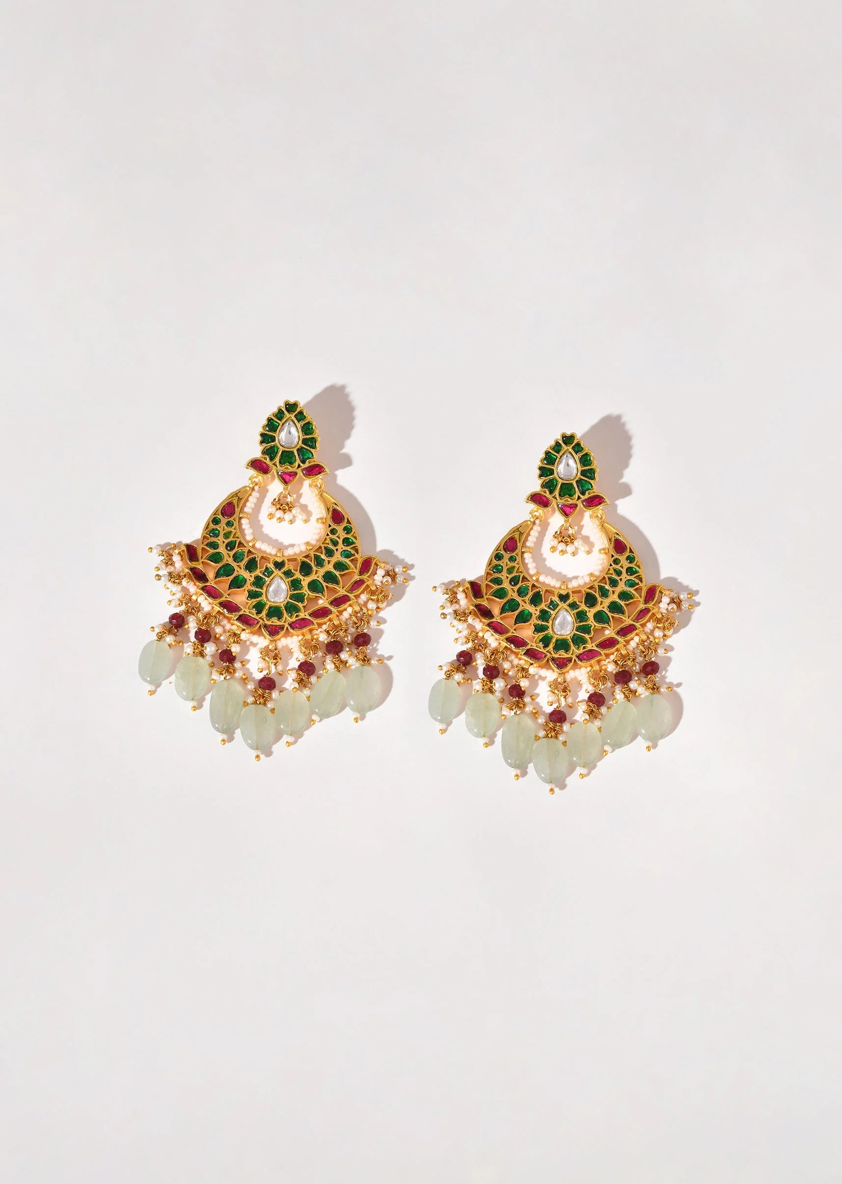 974-aqua-blue-multi-colored-earrings-with-pachi-kundan-2.webp Aqua Blue Multi Colored Earrings With Pachi Kundan