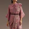 Lilac Zardosi Motif Kurta Dupatta Belt Set