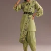Light Green Zardosi Kurta With Embroidered Dupatta Belt