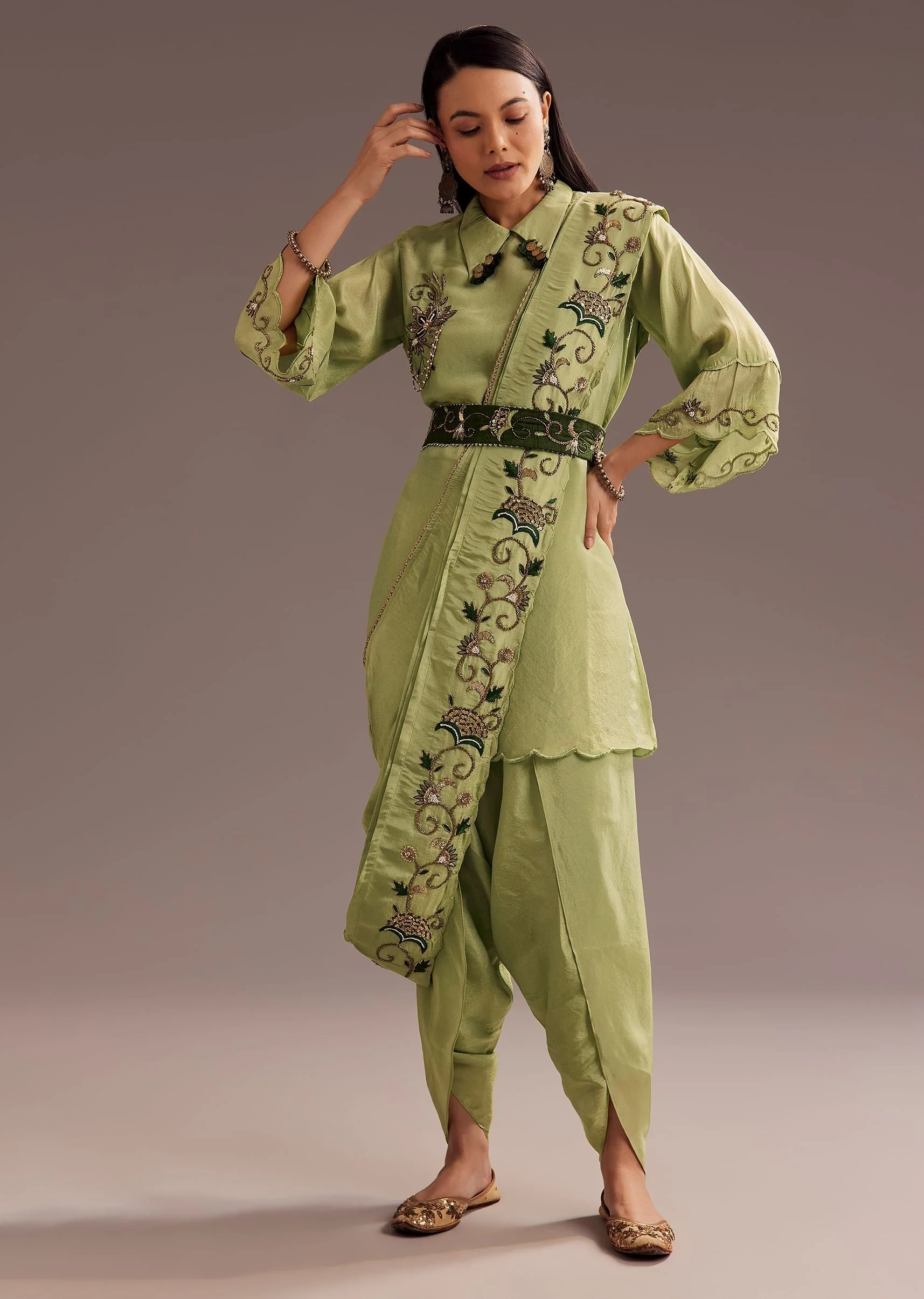 9761-light-green-zardosi-kurta-with-embroidered-dupatta-belt-1.webp Light Green Zardosi Kurta With Embroidered Dupatta Belt