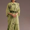 Light Green Zardosi Kurta With Embroidered Dupatta Belt