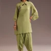 Light Green Zardosi Kurta With Embroidered Dupatta Belt