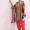 Green Multicolored Embroidered Dhoti Set
