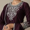 Gorgeous Wine Embroidered Silk Kurta Set