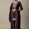 Gorgeous Wine Embroidered Silk Kurta Set