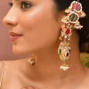 979-multi-color-gold-earrings-with-pachi-kundan-1.webp Multi Color Gold Earrings With Pachi Kundan