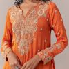 Orange Embellished Dhoti Suit Set