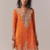 Orange Embellished Dhoti Suit Set