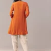 Orange Embellished Dhoti Suit Set
