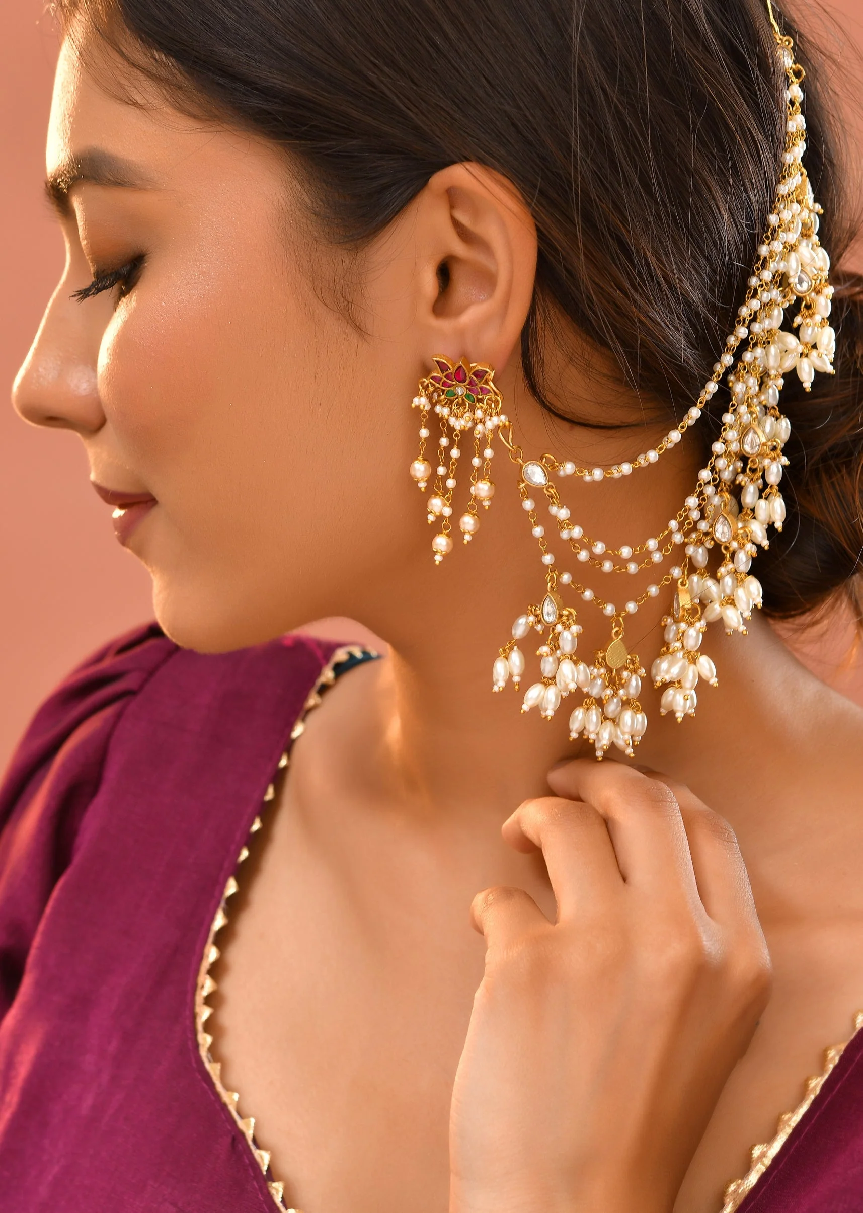 980-white-kundan-layered-cluster-bead-drop-earchain-set-1.webp White Kundan Layered Cluster Bead Drop Earchain Set