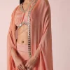 Peach Jacket And Dhoti Set With Mirror Work
