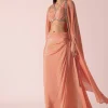 Peach Jacket And Dhoti Set With Mirror Work