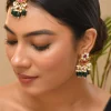 981-red-kundan-floral-danglers-with-maangtikka-1.webp Red Kundan Floral Danglers with Maangtikka