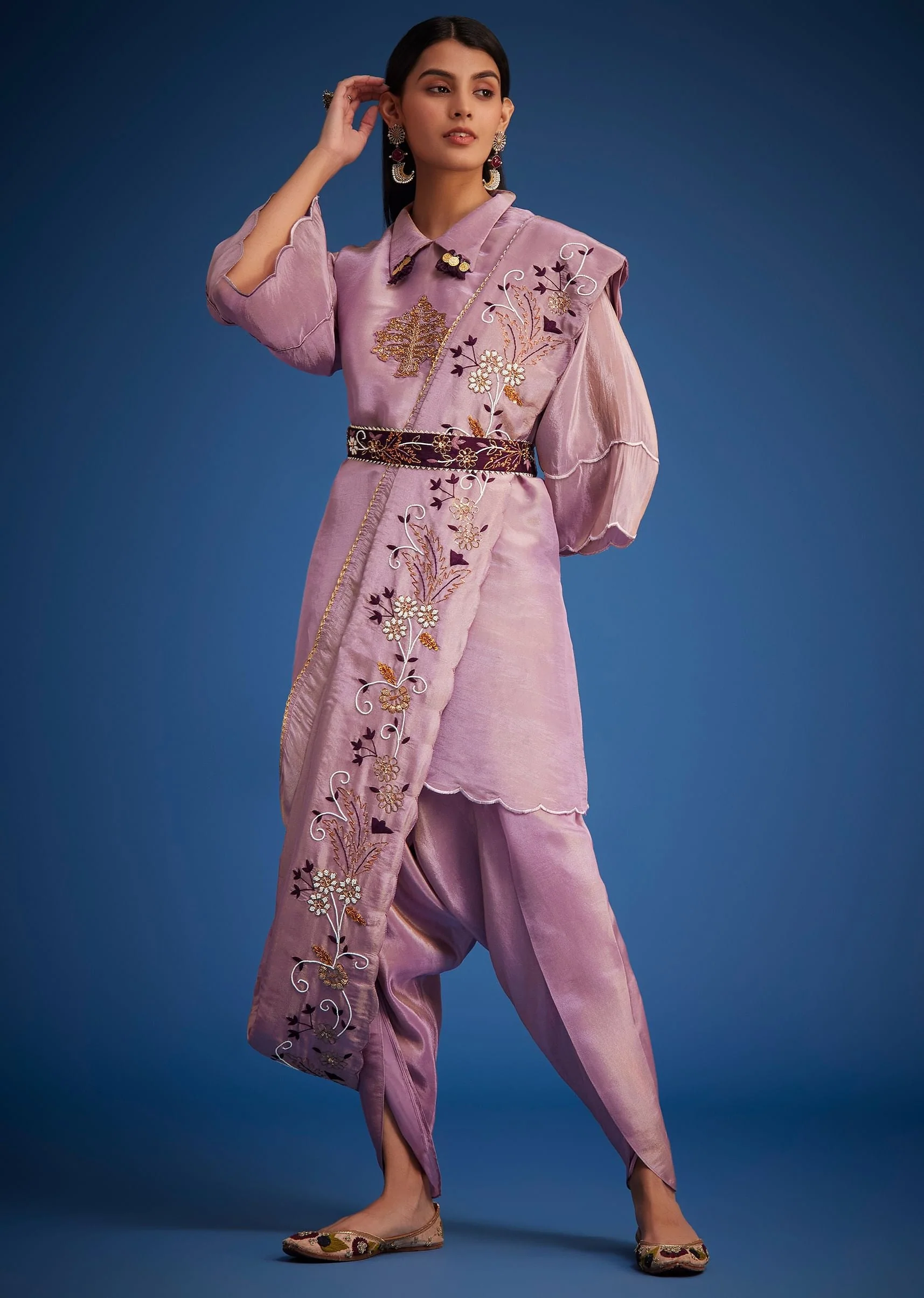 9816-lavender-tissue-embroidered-dhoti-set-1.webp Lavender Tissue Embroidered Dhoti Set