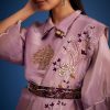 Lavender Tissue Embroidered Dhoti Set