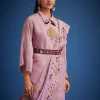 Lavender Tissue Embroidered Dhoti Set