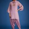 Lavender Tissue Embroidered Dhoti Set