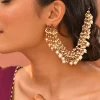 982-white-kundan-cluster-bead-drop-earchain-set-1.webp White Kundan Cluster Bead Drop Earchain Set