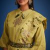 Mehendi Green Tissue Embroidered Dhoti Set