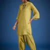 Mehendi Green Tissue Embroidered Dhoti Set