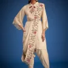 White Tissue Embroidered Dhoti Set
