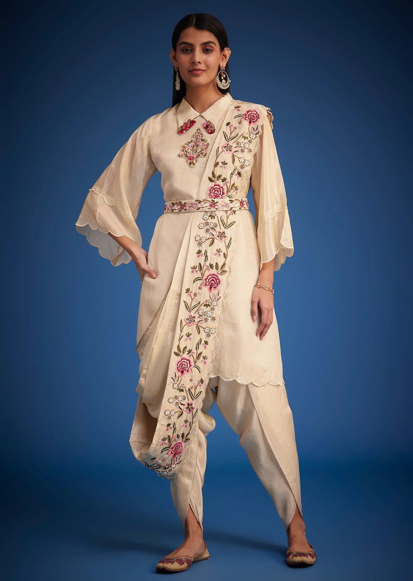 9852-white-tissue-embroidered-dhoti-set-1.webp White Tissue Embroidered Dhoti Set