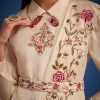 White Tissue Embroidered Dhoti Set