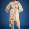 White Tissue Embroidered Dhoti Set