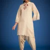White Tissue Embroidered Dhoti Set
