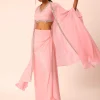 Pink Jacket And Dhoti Set With Mirror Work