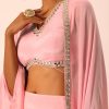 Pink Jacket And Dhoti Set With Mirror Work