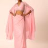 Pink Jacket And Dhoti Set With Mirror Work
