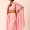Pink Jacket And Dhoti Set With Mirror Work