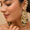 Multi White Earrings With Pachi Kundan