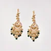 Multi White Earrings With Pachi Kundan
