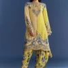 9876-light-lime-green-cotton-muslin-kurta-with-floral-print-dhoti-1.webp Light Lime Green Cotton Muslin Kurta With Floral Print Dhoti