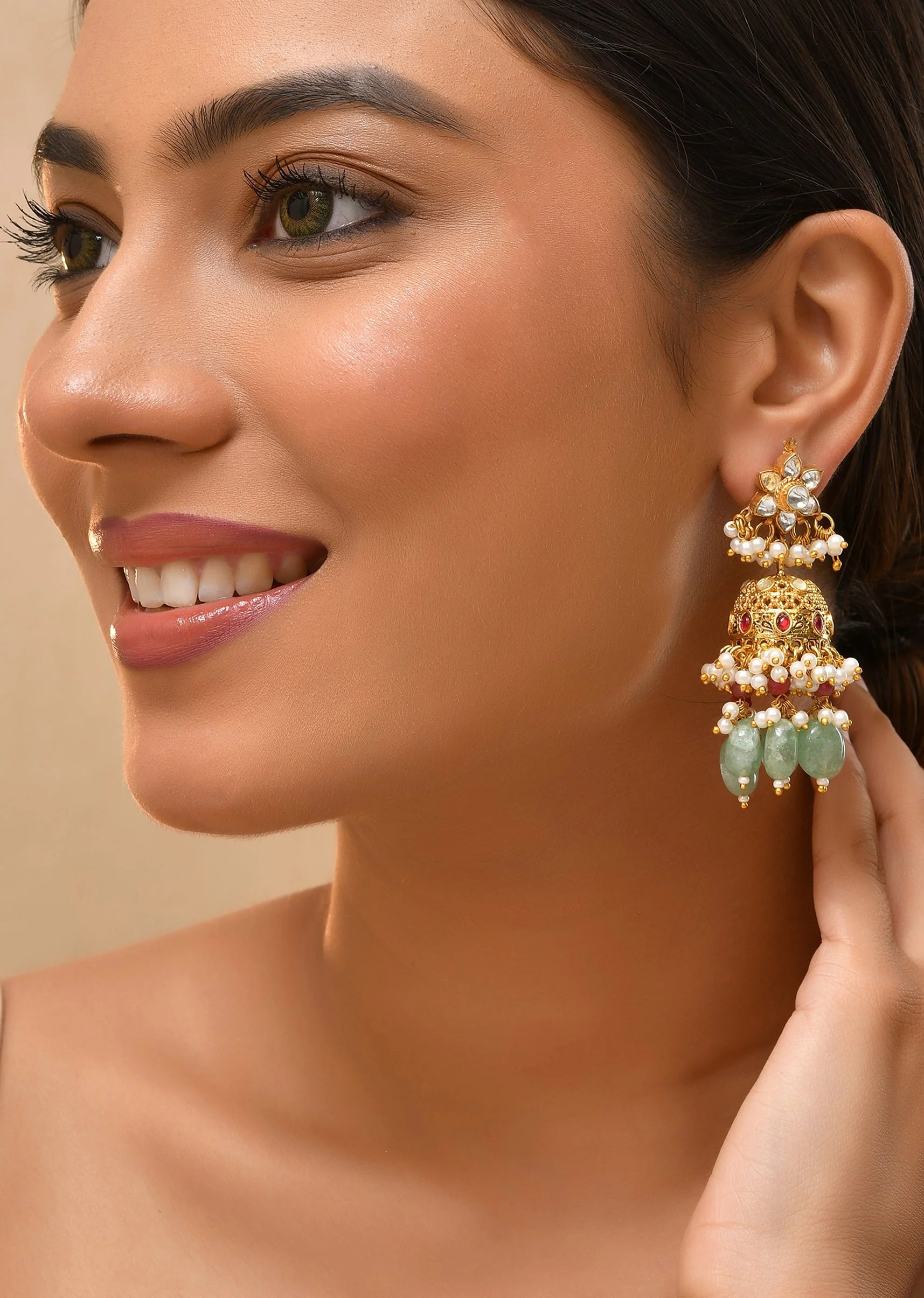 988-multi-color-earrings-with-pachi-kundan-work-1.webp Multi Color Earrings With Pachi Kundan Work