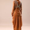 Copper Brown Kurta With Embroidered Jacket And Dhoti