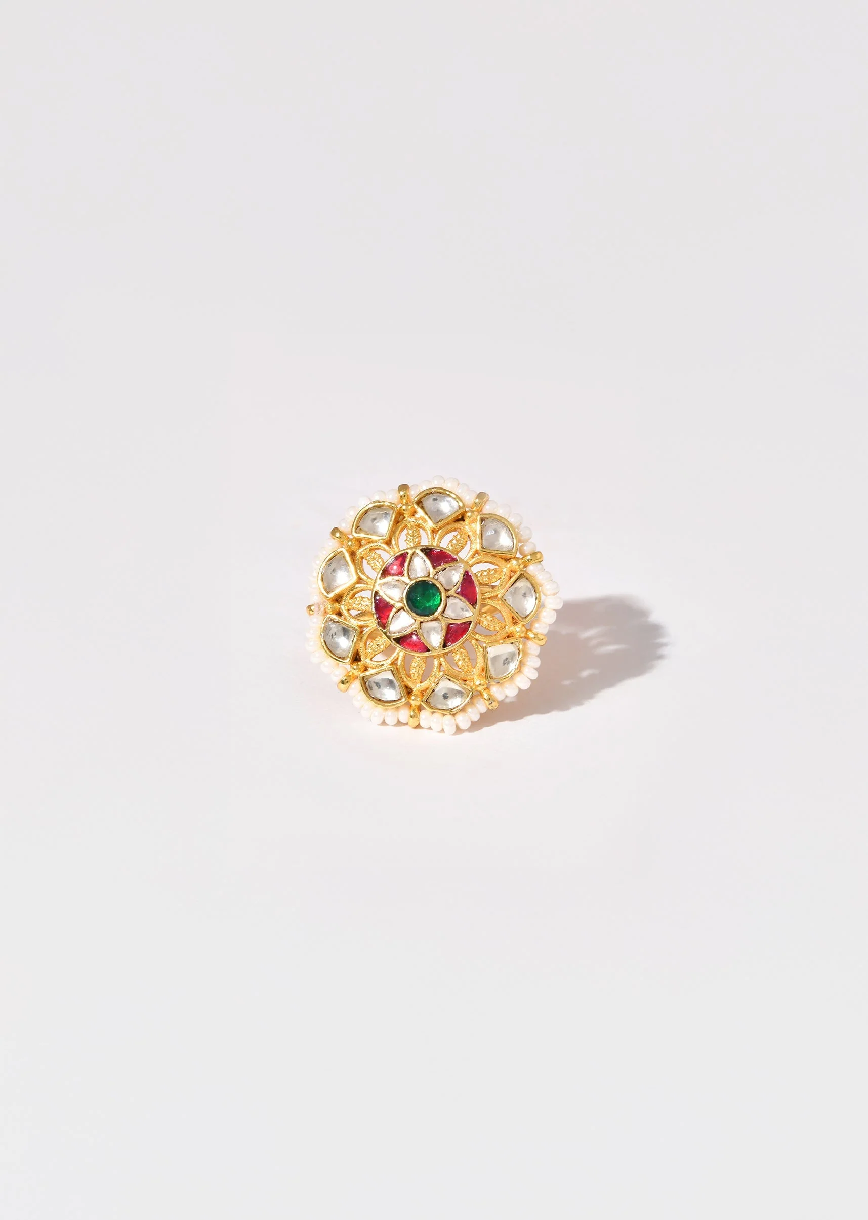Multi Floral Motif Kundan Ring