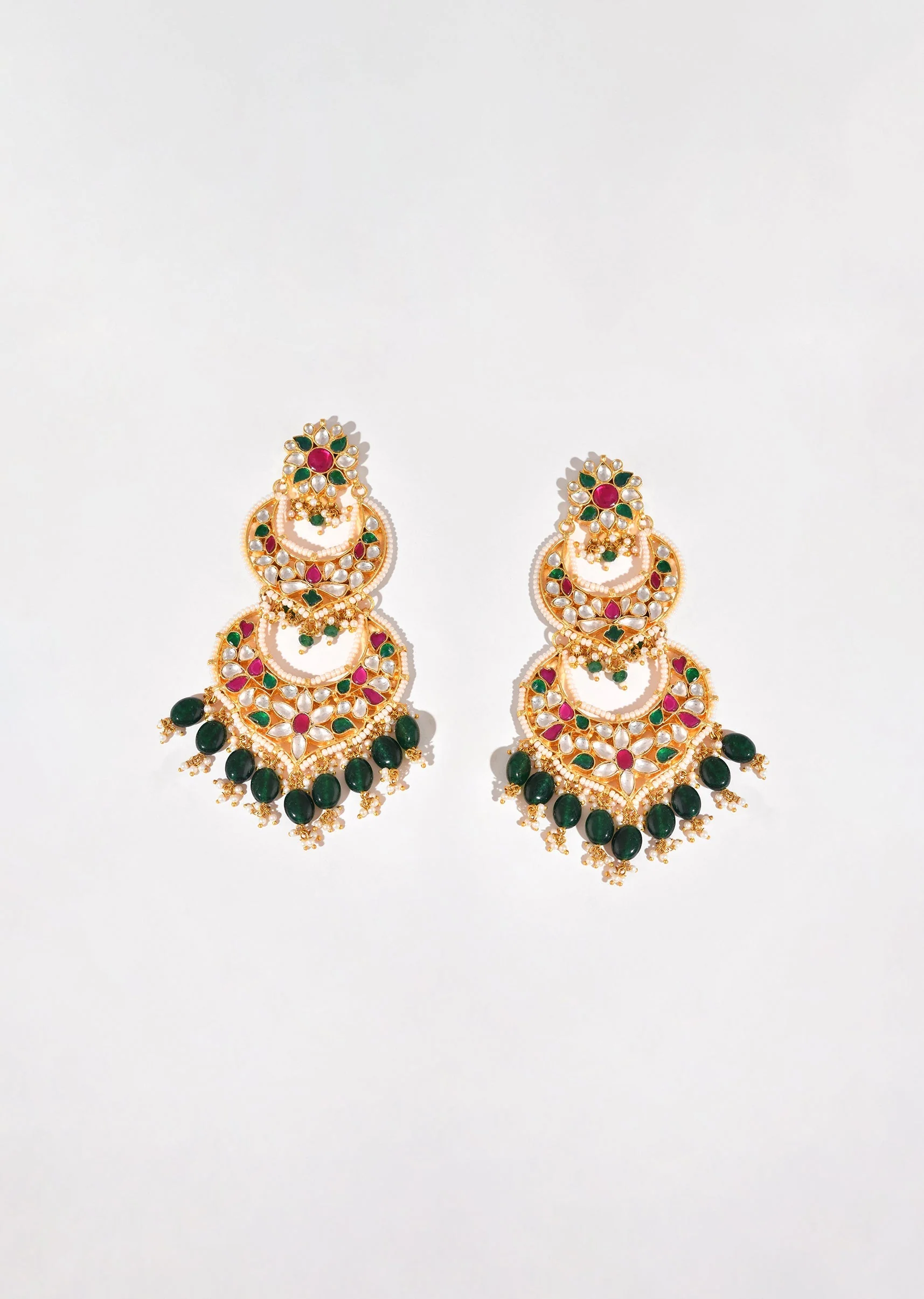 994-multi-green-earrings-with-pachi-kundan-2.webp Multi Green Earrings With Pachi Kundan