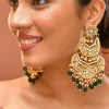 997-dark-green-gold-earrings-with-pachi-kundan-1.webp Dark Green Gold Earrings With Pachi Kundan