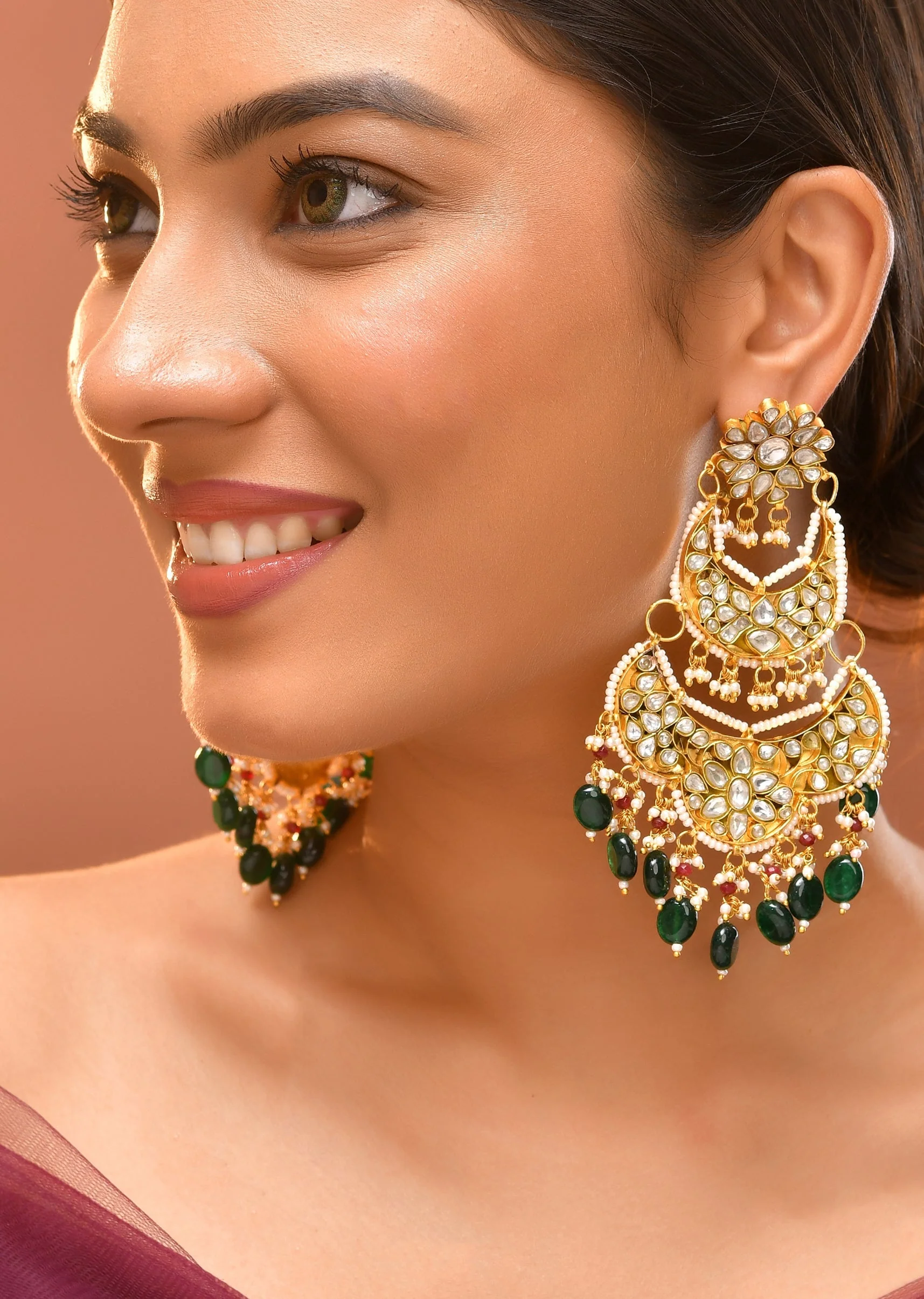 997-dark-green-gold-earrings-with-pachi-kundan-1.webp Dark Green Gold Earrings With Pachi Kundan
