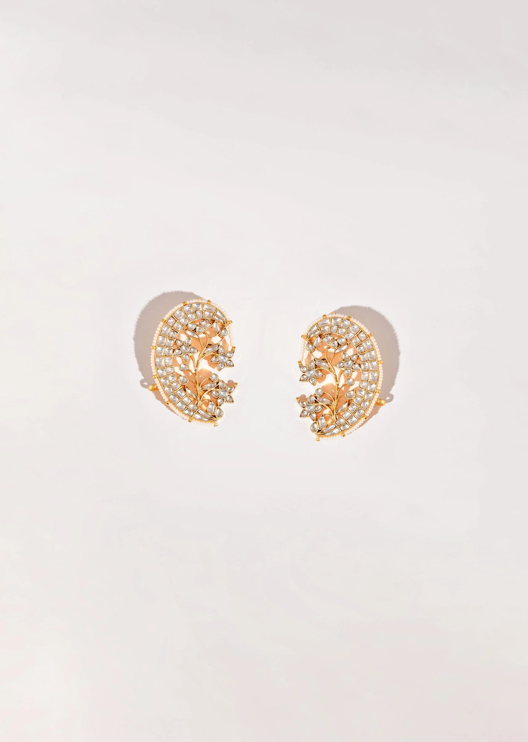 White Kundan Bead Drop Danglers